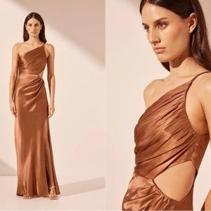 Free People x Shona Joy La Lune Asymmetrical Gathered Maxi Dress Size 4